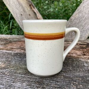 Vintage Syracuse China Brown & Gold Striped Speckled Glaze Coffee Tea Mug Cup!